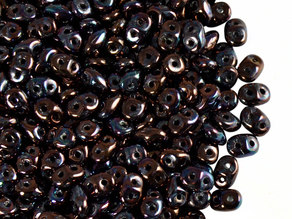 20 g 2-hole SuperDuo™ Seed Beads, 2.5x5mm, Jet Iris, Czech Glass