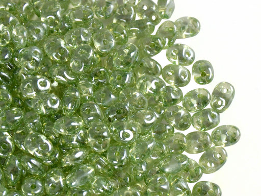 20 g 2-hole SuperDuo™ Seed Beads, 2.5x5mm, Crystal Green Luster, Czech Glass