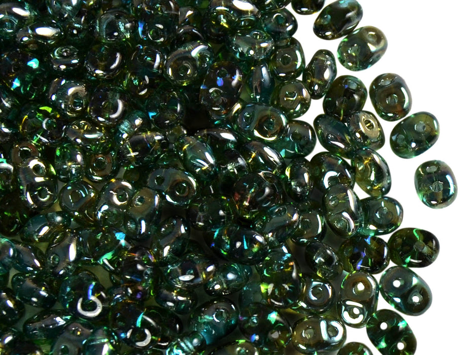 20 g 2-hole SuperDuo™ Seed Beads, 2.5x5mm, Aqua Celsian AB, Czech Glass