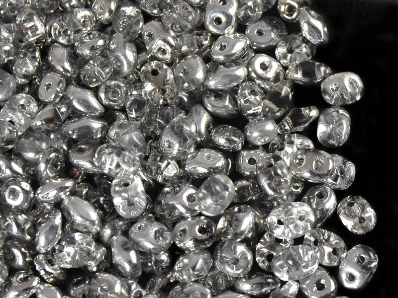 20 g 2-hole SuperDuo™ Seed Beads, 2.5x5mm, Crystal Labrador AB, Czech Glass