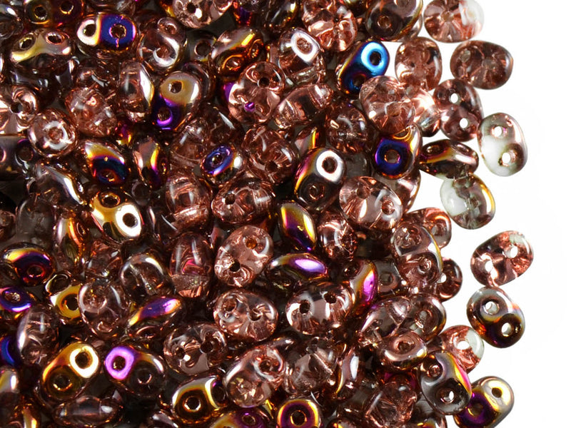 20 g 2-hole SuperDuo™ Seed Beads, 2.5x5mm, Crystal Sliperit AB, Czech Glass