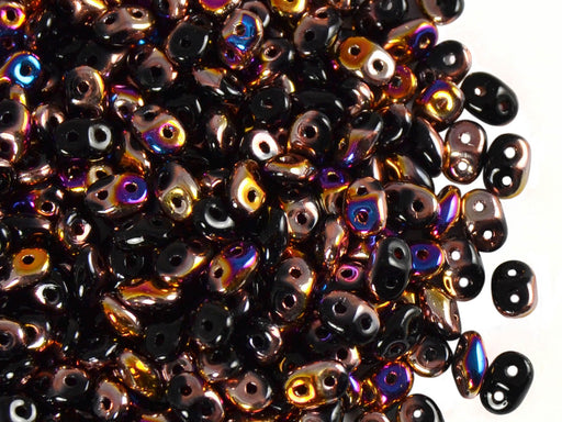20 g 2-hole SuperDuo™ Seed Beads, 2.5x5mm, Jet Sliperit AB, Czech Glass