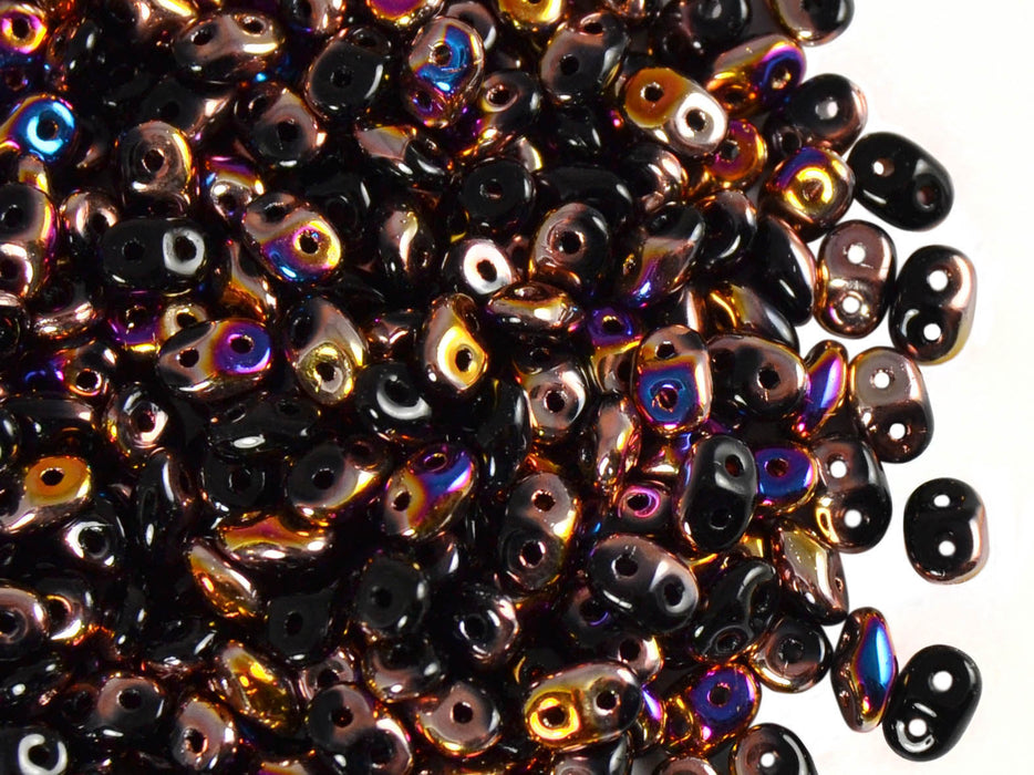 20 g 2-hole SuperDuo™ Seed Beads, 2.5x5mm, Jet Sliperit AB, Czech Glass