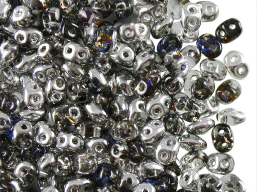 20 g 2-hole SuperDuo™ Seed Beads, 2.5x5mm, Crystal Heliotrope AB, Czech Glass