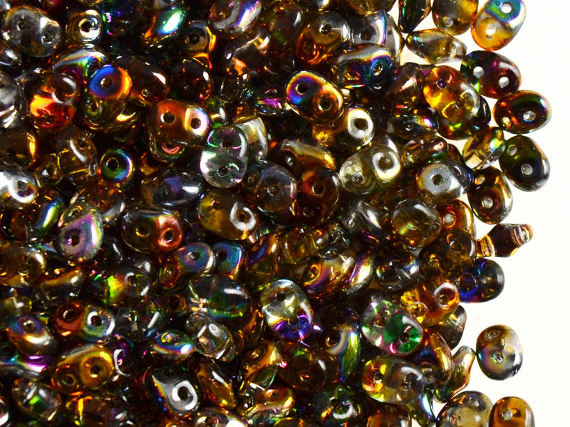 20 g 2-hole SuperDuo™ Seed Beads, 2.5x5mm, Magic Orange Gray, Czech Glass