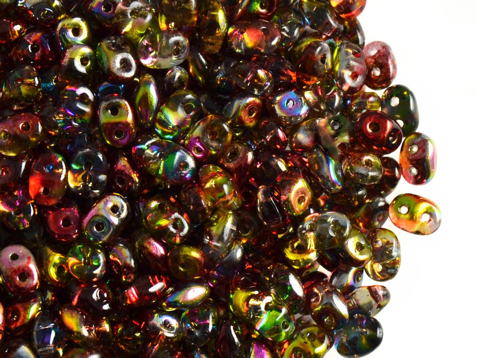 20 g 2-hole SuperDuo™ Seed Beads, 2.5x5mm, Magic Red Yellow, Czech Glass