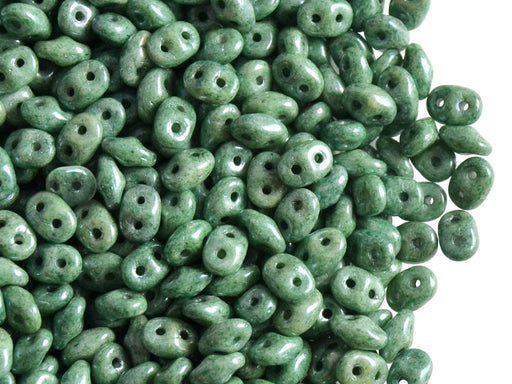 20 g 2-hole SuperDuo™ Seed Beads, 2.5x5mm, Chalk Green Luster, Czech Glass