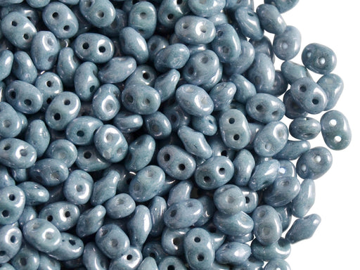 20 g 2-hole SuperDuo™ Seed Beads, 2.5x5mm, Chalk Blue Luster, Czech Glass