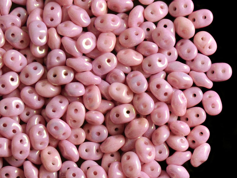 20 g 2-hole SuperDuo™ Seed Beads, 2.5x5mm, Chalk Lila Luster, Czech Glass