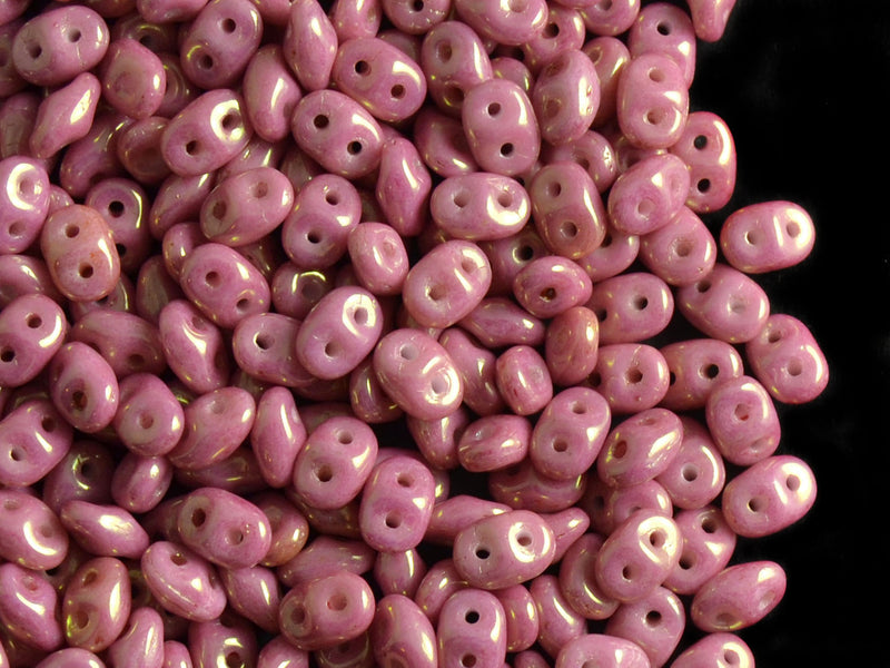 20 g 2-hole SuperDuo™ Seed Beads, 2.5x5mm, Chalk Red Luster, Czech Glass