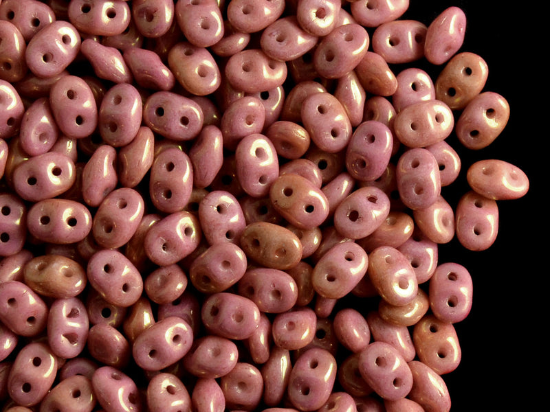 20 g 2-hole SuperDuo™ Seed Beads, 2.5x5mm, Chalk Ruby Luster, Czech Glass
