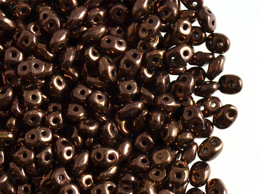 20 g 2-hole SuperDuo™ Seed Beads, 2.5x5mm, Jet Bronze Luster, Czech Glass