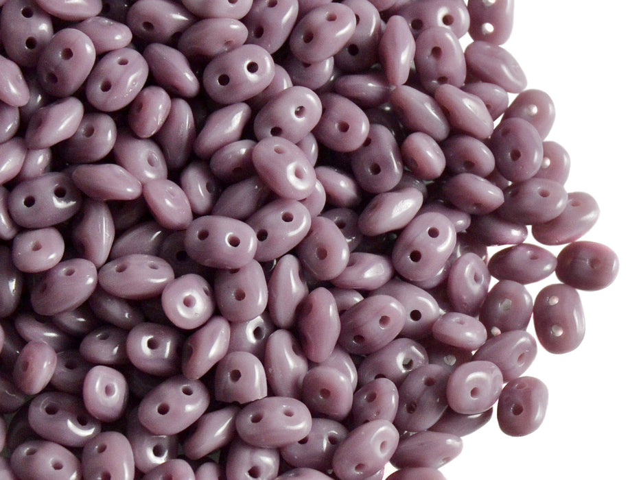 20 g 2-hole SuperDuo™ Seed Beads, 2.5x5mm, Opaque Violet (Lilac Alabaster), Czech Glass