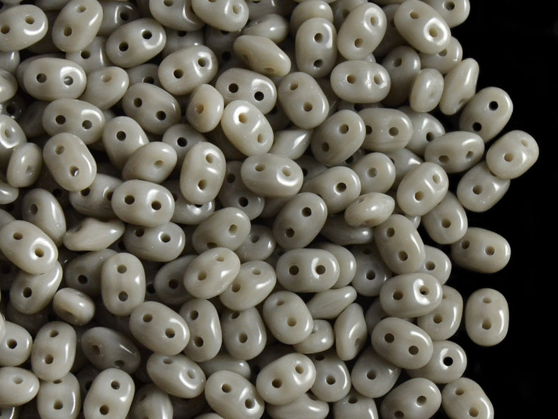 20 g 2-hole SuperDuo™ Seed Beads, 2.5x5mm, Opaque Gray, Czech Glass