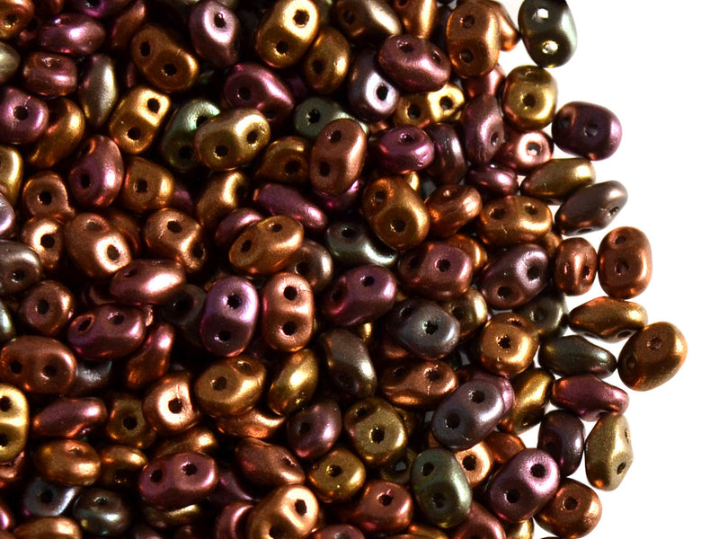 20 g 2-hole SuperDuo™ Seed Beads, 2.5x5mm, Crystal Violet Rainbow, Czech Glass