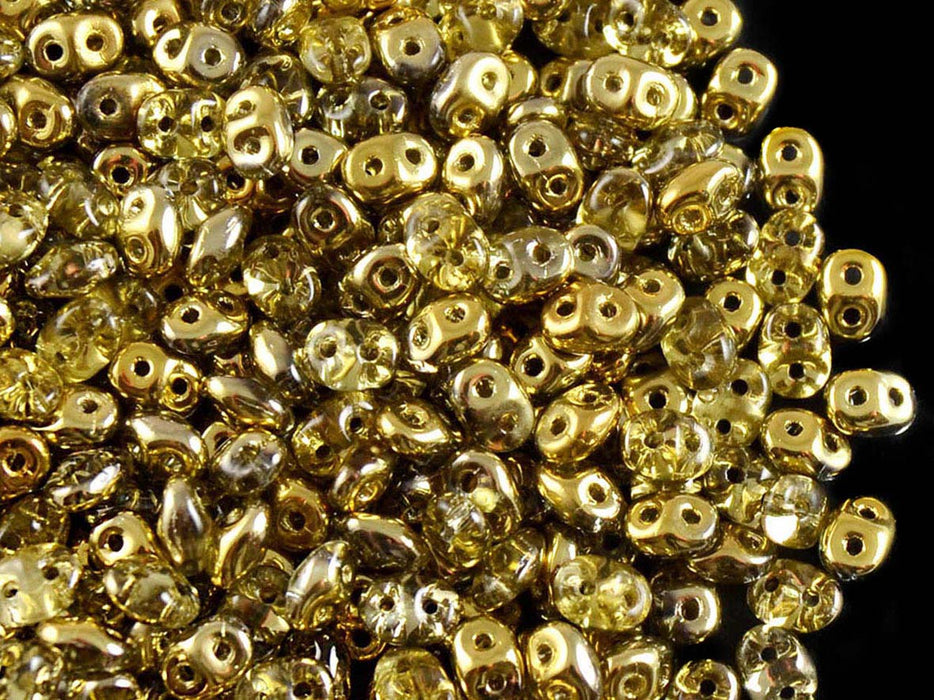 20 g 2-hole SuperDuo™ Seed Beads, 2.5x5mm, Crystal Full Amber, Czech Glass