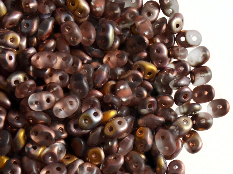 20 g 2-hole SuperDuo™ Seed Beads, 2.5x5mm, Crystal Capri Gold Matte, Czech Glass