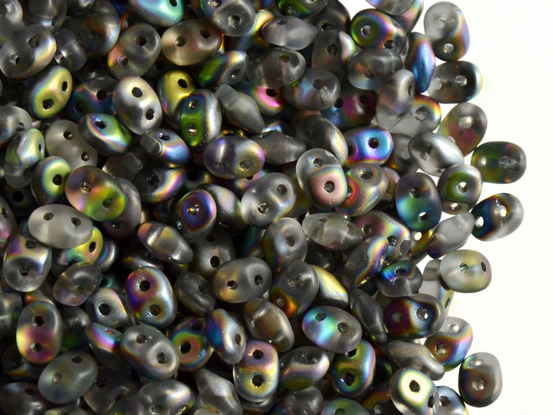 20 g 2-hole SuperDuo™ Seed Beads, 2.5x5mm, Cristal Vitrail Matte, Czech Glass