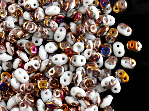 20 g 2-hole SuperDuo™ Seed Beads, 2.5x5mm, Chalk Sliperit, Czech Glass
