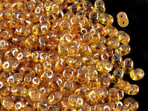 20 g 2-hole SuperDuo™ Seed Beads, 2.5x5mm, Topaz White Luster, Czech Glass