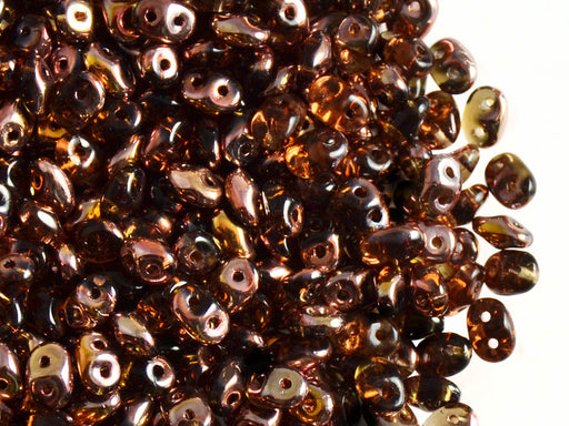 20 g 2-hole SuperDuo™ Seed Beads, 2.5x5mm, Smoked Topaz Capri Gold, Czech Glass