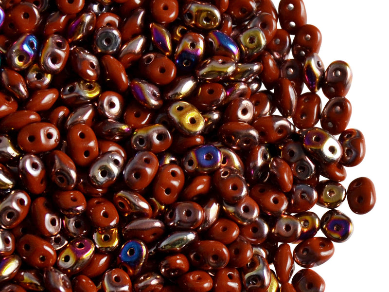 20 g 2-hole SuperDuo™ Seed Beads, 2.5x5mm, Brown Opaque Sliperit, Czech Glass