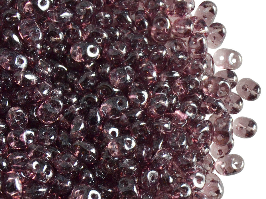 20 g 2-hole SuperDuo™ Seed Beads, 2.5x5mm, Amethyst White Luster, Czech Glass
