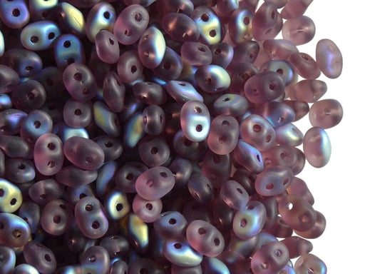 20 g 2-hole SuperDuo™ Seed Beads, 2.5x5mm, Amethyst AB Matte, Czech Glass