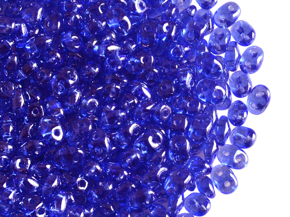 20 g 2-hole SuperDuo™ Seed Beads, 2.5x5mm, Sapphire White Luster, Czech Glass