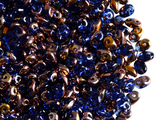 20 g 2-hole SuperDuo™ Seed Beads, 2.5x5mm, Sapphire Capri Gold, Czech Glass