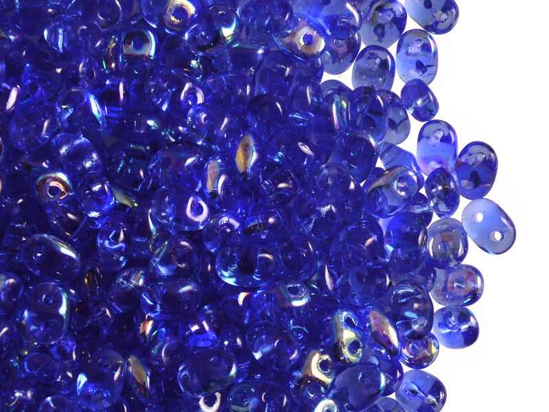 20 g 2-hole SuperDuo™ Seed Beads, 2.5x5mm, Sapphire AB, Czech Glass