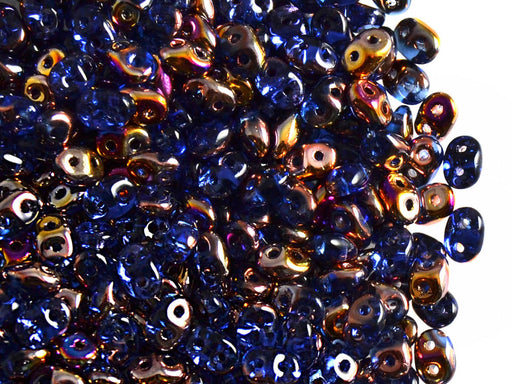 20 g 2-hole SuperDuo™ Seed Beads, 2.5x5mm, Sapphire Sliperit, Czech Glass