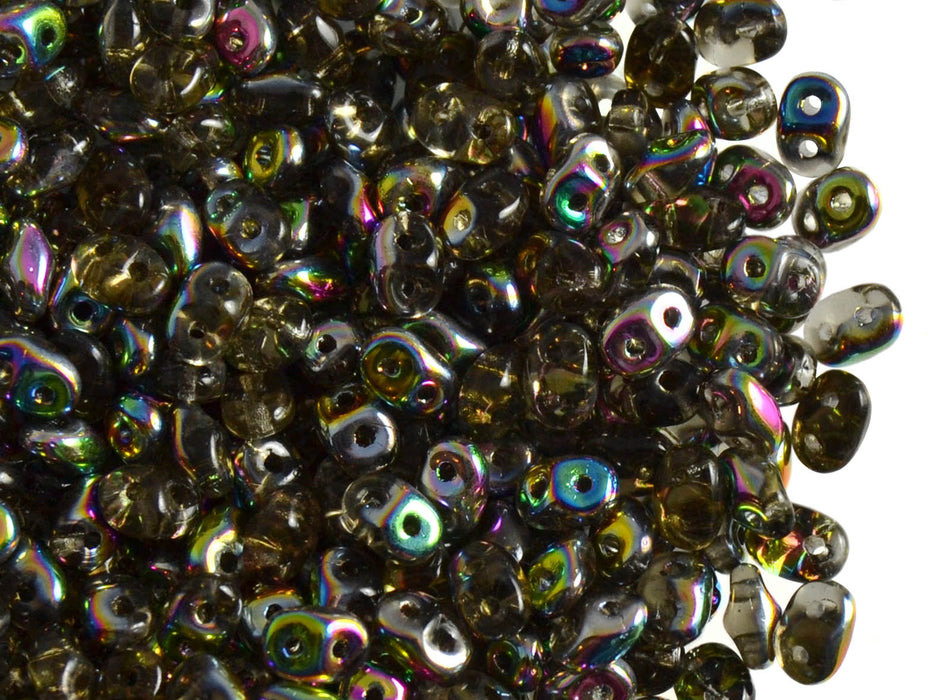 20 g 2-hole SuperDuo™ Seed Beads, 2.5x5mm, Black Diamond Vitrail, Czech Glass