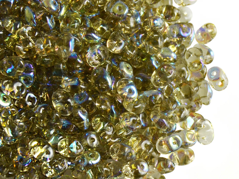 20 g 2-hole SuperDuo™ Seed Beads, 2.5x5mm, Black Diamond AB, Czech Glass