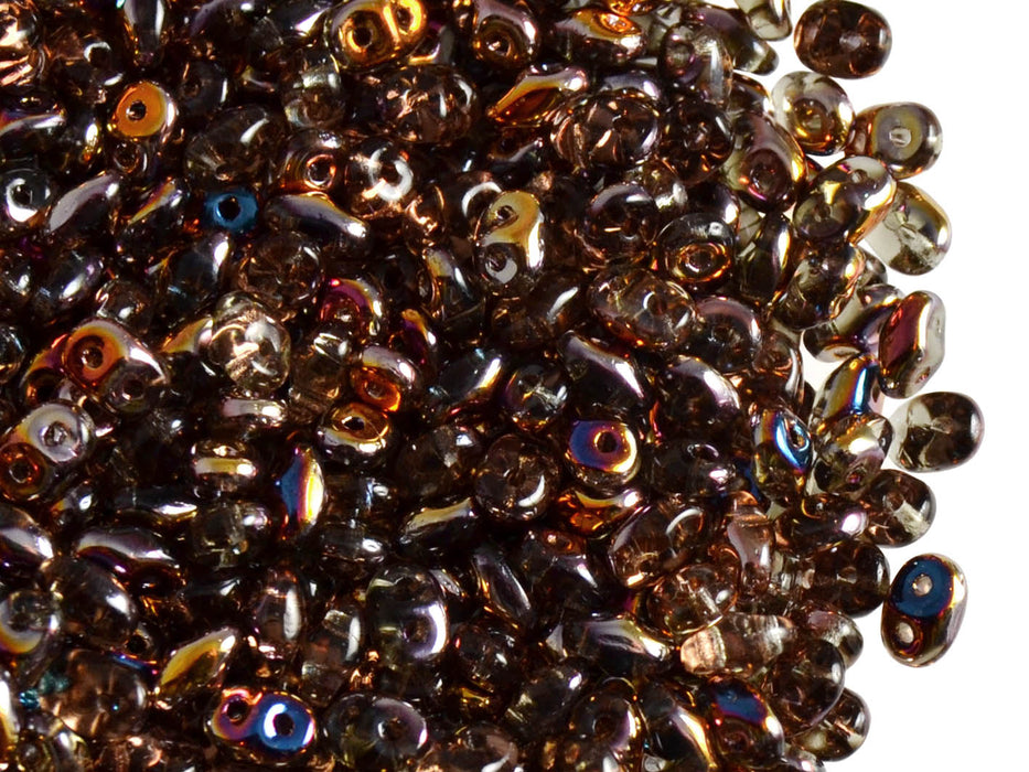 20 g 2-hole SuperDuo™ Seed Beads, 2.5x5mm, Smoked Sliperit, Czech Glass