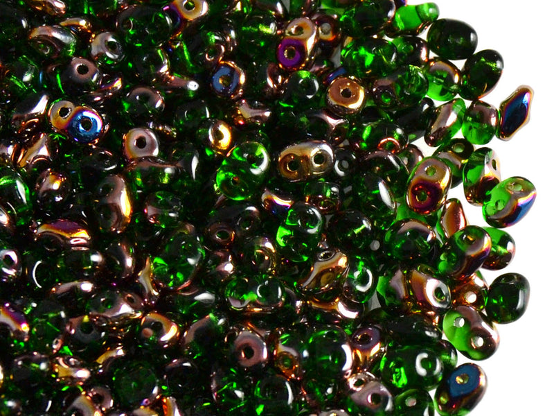 20 g 2-hole SuperDuo™ Seed Beads, 2.5x5mm, Chrysolite Sliperit, Czech Glass