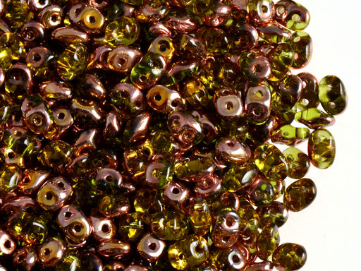20 g 2-hole SuperDuo™ Seed Beads, 2.5x5mm, Olivine Capri Gold, Czech Glass