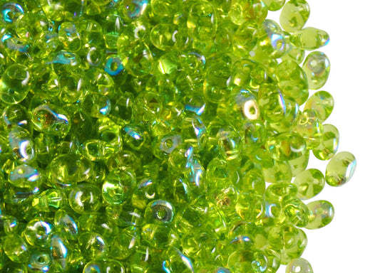 20 g 2-hole SuperDuo™ Seed Beads, 2.5x5mm, Olivine AB, Czech Glass