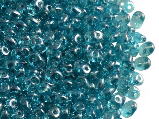 20 g 2-hole SuperDuo™ Seed Beads, 2.5x5mm, Aquamarine White Luster, Czech Glass