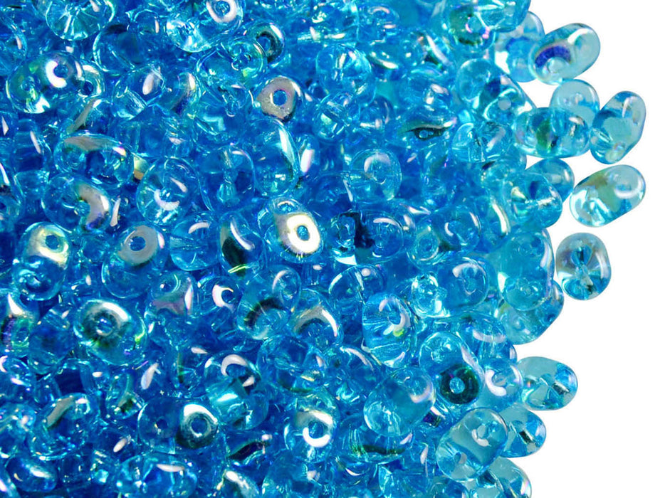 20 g 2-hole SuperDuo™ Seed Beads, 2.5x5mm, Aquamarine AB, Czech Glass