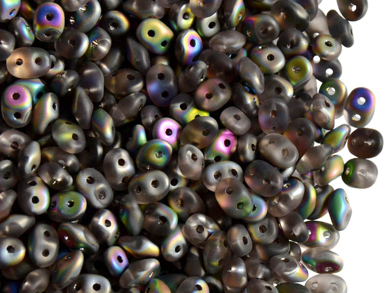 20 g 2-hole SuperDuo™ Seed Beads, 2.5x5mm, Rosaline Vitrail Matte, Czech Glass