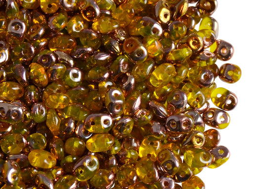 20 g 2-hole SuperDuo™ Seed Beads, 2.5x5mm, Amber Capri Gold, Czech Glass