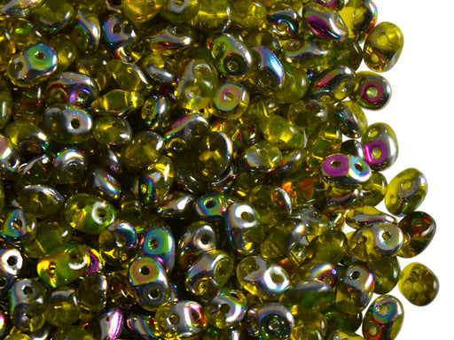 20 g 2-hole SuperDuo™ Seed Beads, 2.5x5mm, Amber Vitrail, Czech Glass