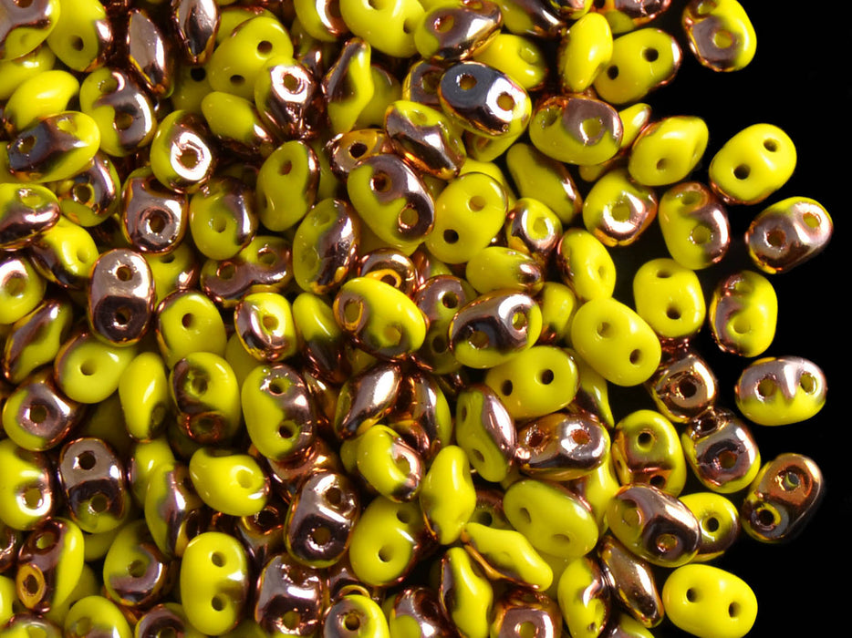 20 g 2-hole SuperDuo™ Seed Beads, 2.5x5mm, Lemon Capri Gold, Czech Glass