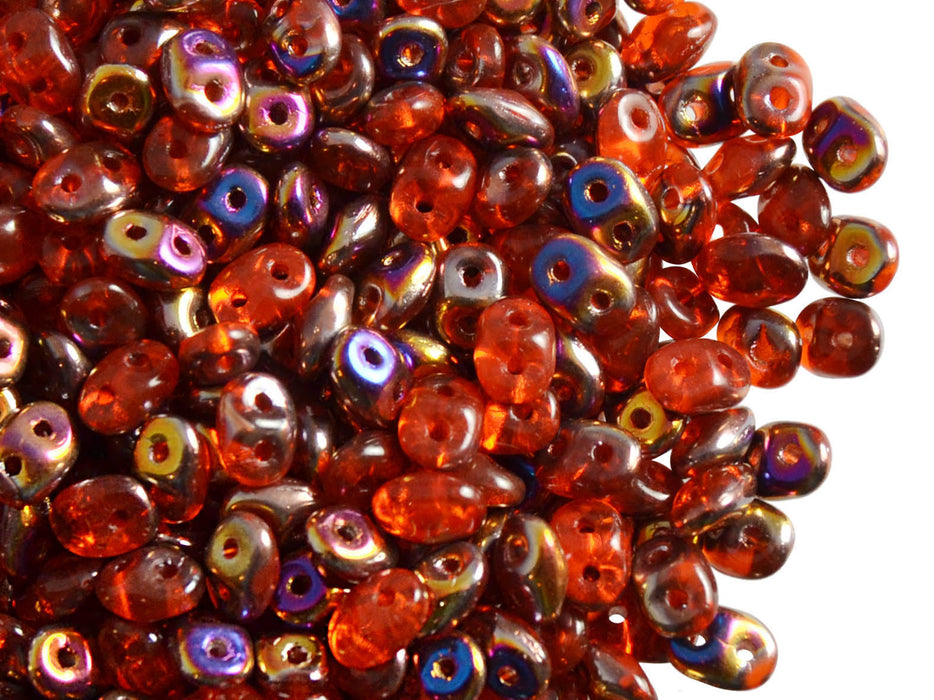 20 g 2-hole SuperDuo™ Seed Beads, 2.5x5mm, Hyacinth Sliperit, Czech Glass