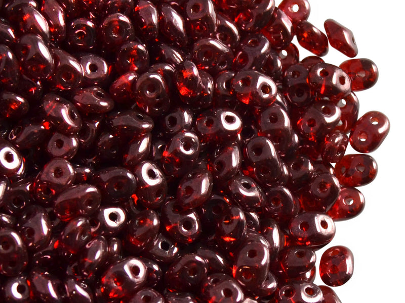 20 g 2-hole SuperDuo™ Seed Beads, 2.5x5mm, Ruby Vega, Czech Glass