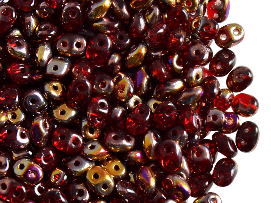 20 g 2-hole SuperDuo™ Seed Beads, 2.5x5mm, Ruby Sliperit, Czech Glass