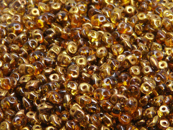 20 g 2-hole SuperDuo™ Seed Beads, 2.5x5mm, Topaz Bronze Luster, Czech Glass