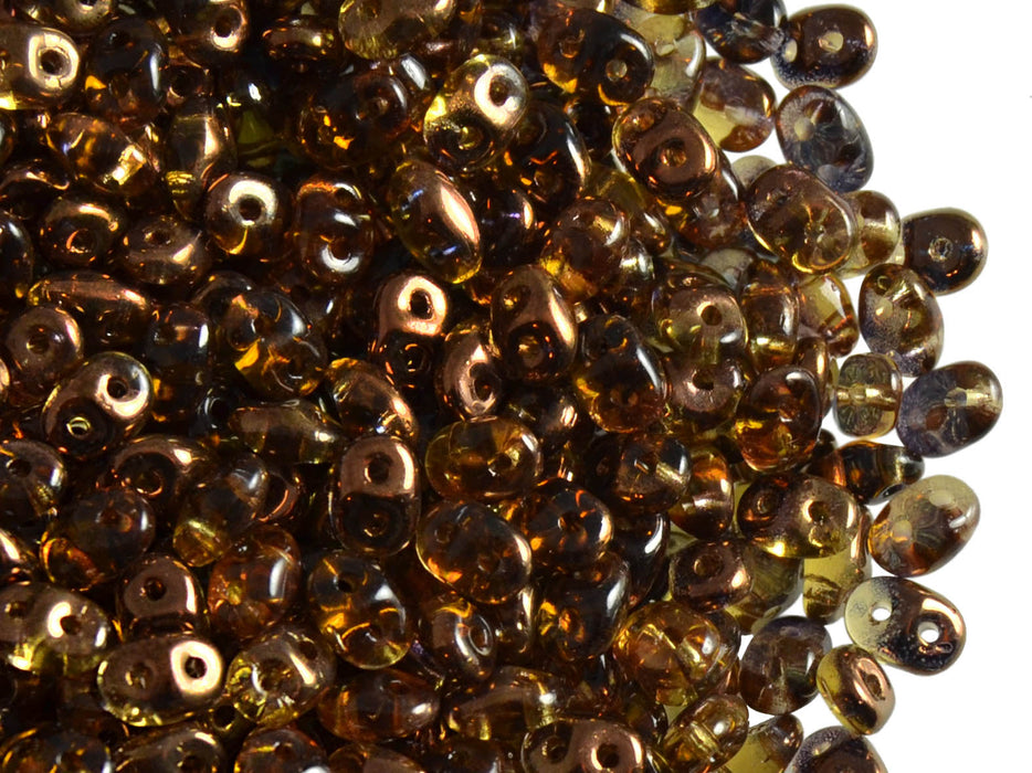 20 g 2-hole SuperDuo™ Seed Beads, 2.5x5mm, Topaz Bronze Luster, Czech Glass