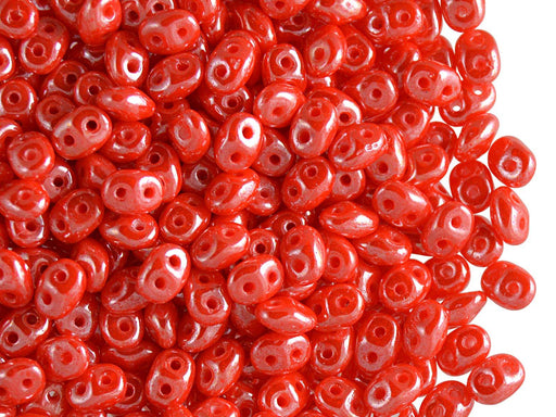 20 g 2-hole SuperDuo™ Seed Beads, 2.5x5mm, Opaque Orange White Luster, Czech Glass